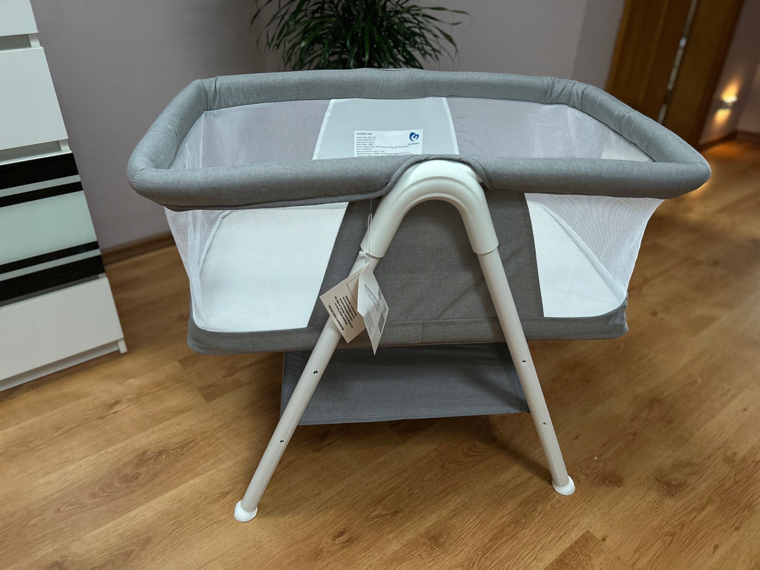 Bellababy 57 x 88 cm grey and white travel cot Manufacturer code B0CJ95WRB4