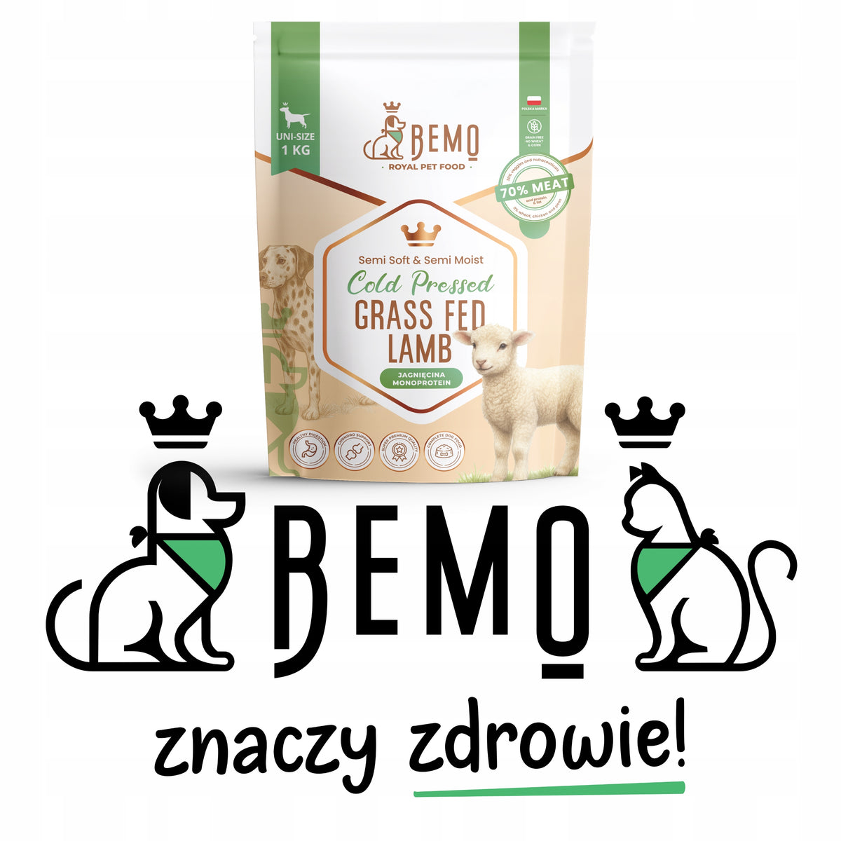 Bemo - cold pressed food for dogs with lamb 1kg Manufacturer code półmiękka tłoczona na zimno monoproteinowa