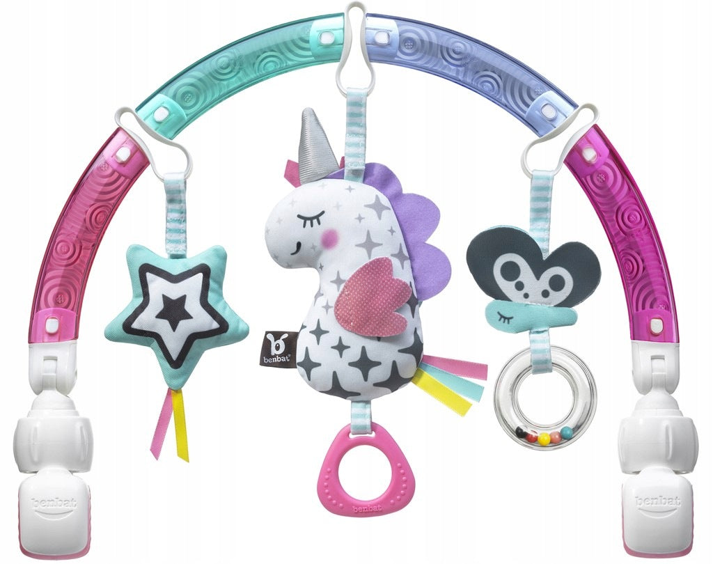 BenBat Headband with toys universal arch for stroller unicorn 0-12 m with pink