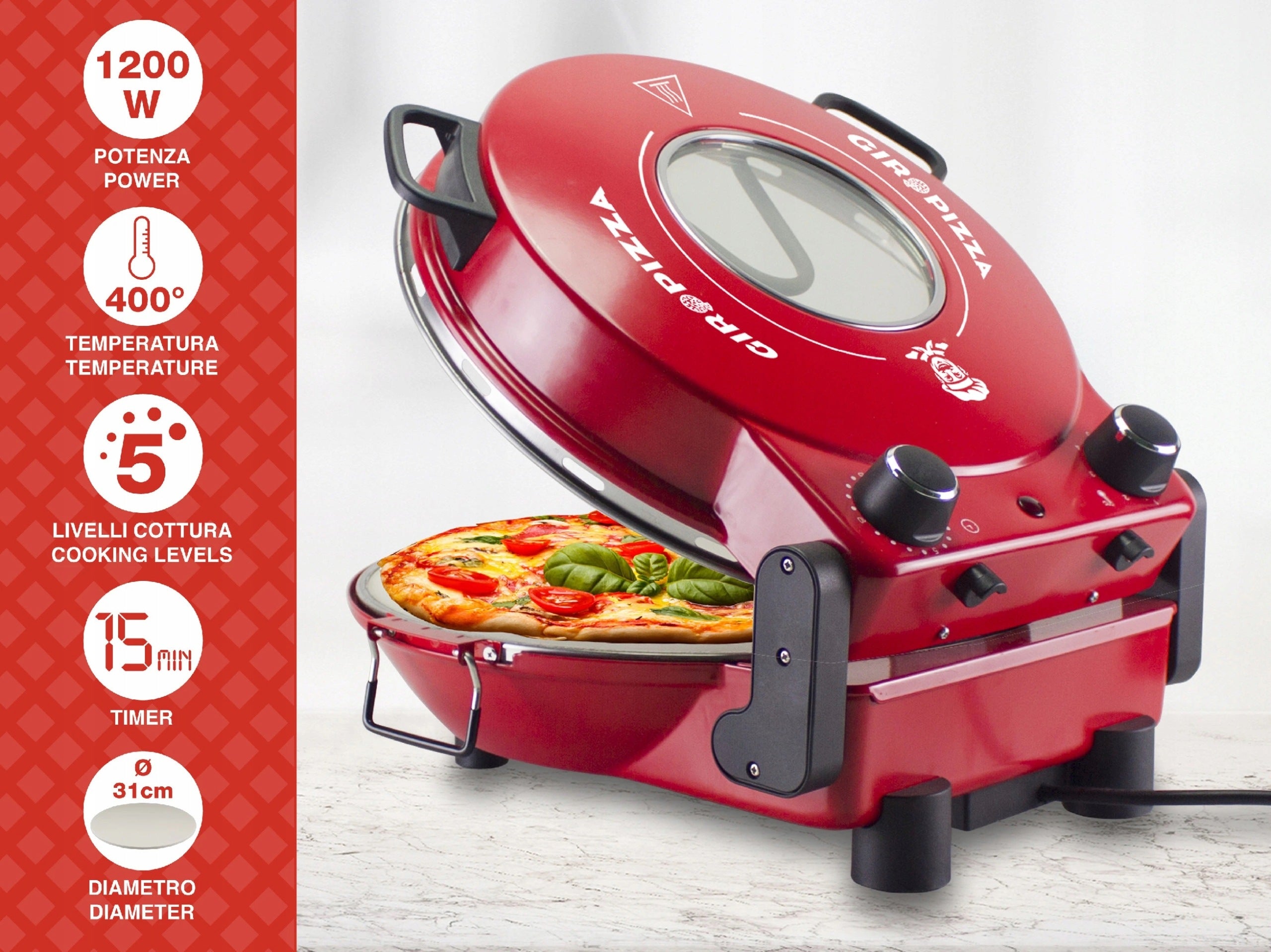 Beper P101CUD301 elektrická pec na pizzu, 1200W Model P101CUD301