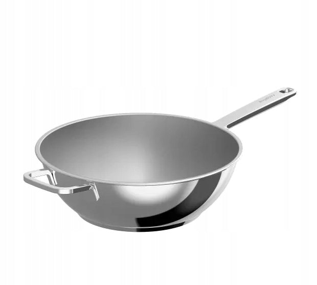 BergHOFF STAINLESS STEEL DEEP WOK PAN GLOSS SOLID HELIX 30CM