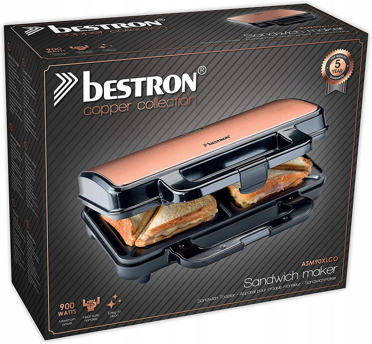 Bestron ASM90XLCO toaster beige/brown 900 W Brand Bestron