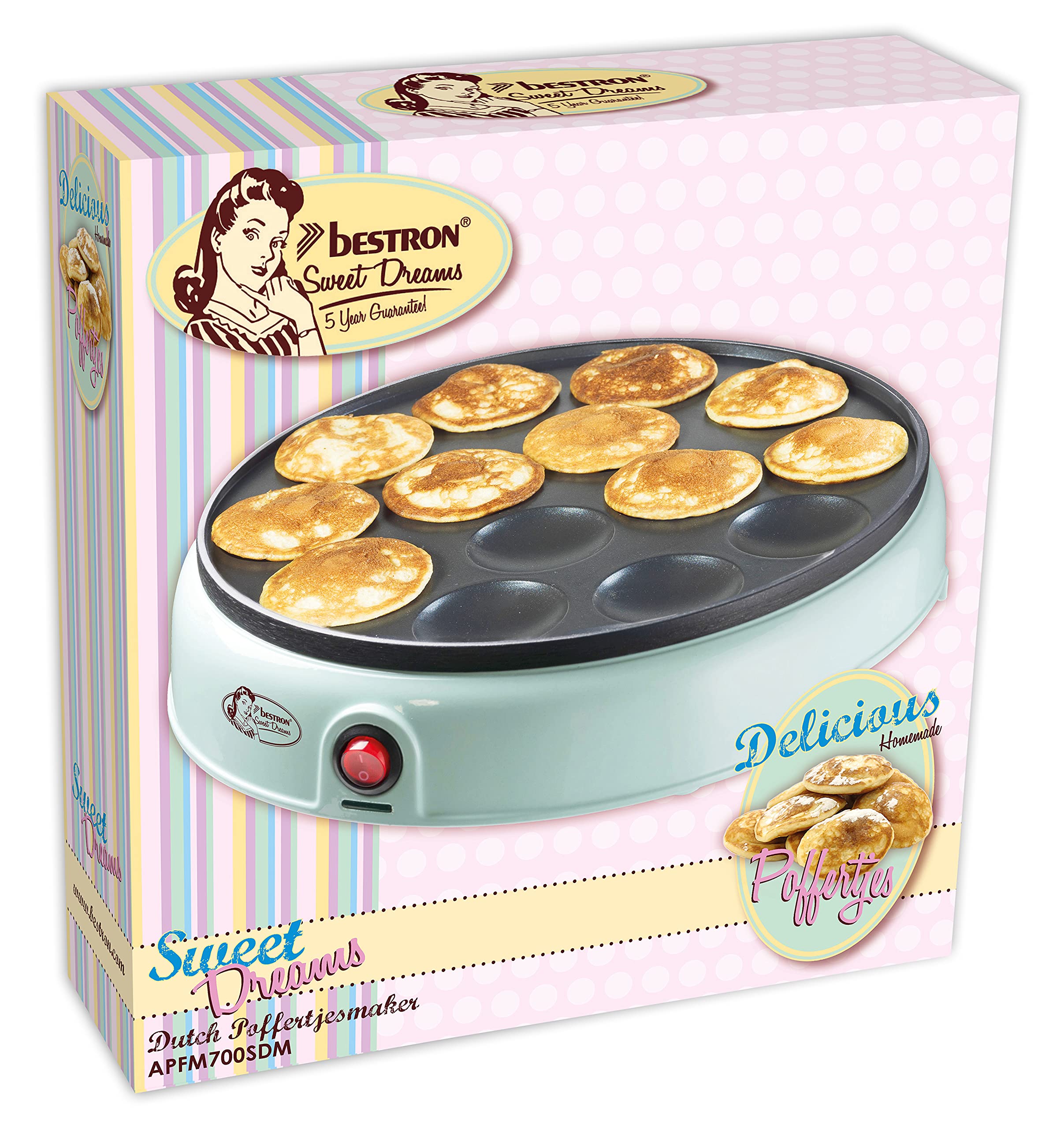 Bestron Poffertjes Maker in retro, mini style Power rating 800 W