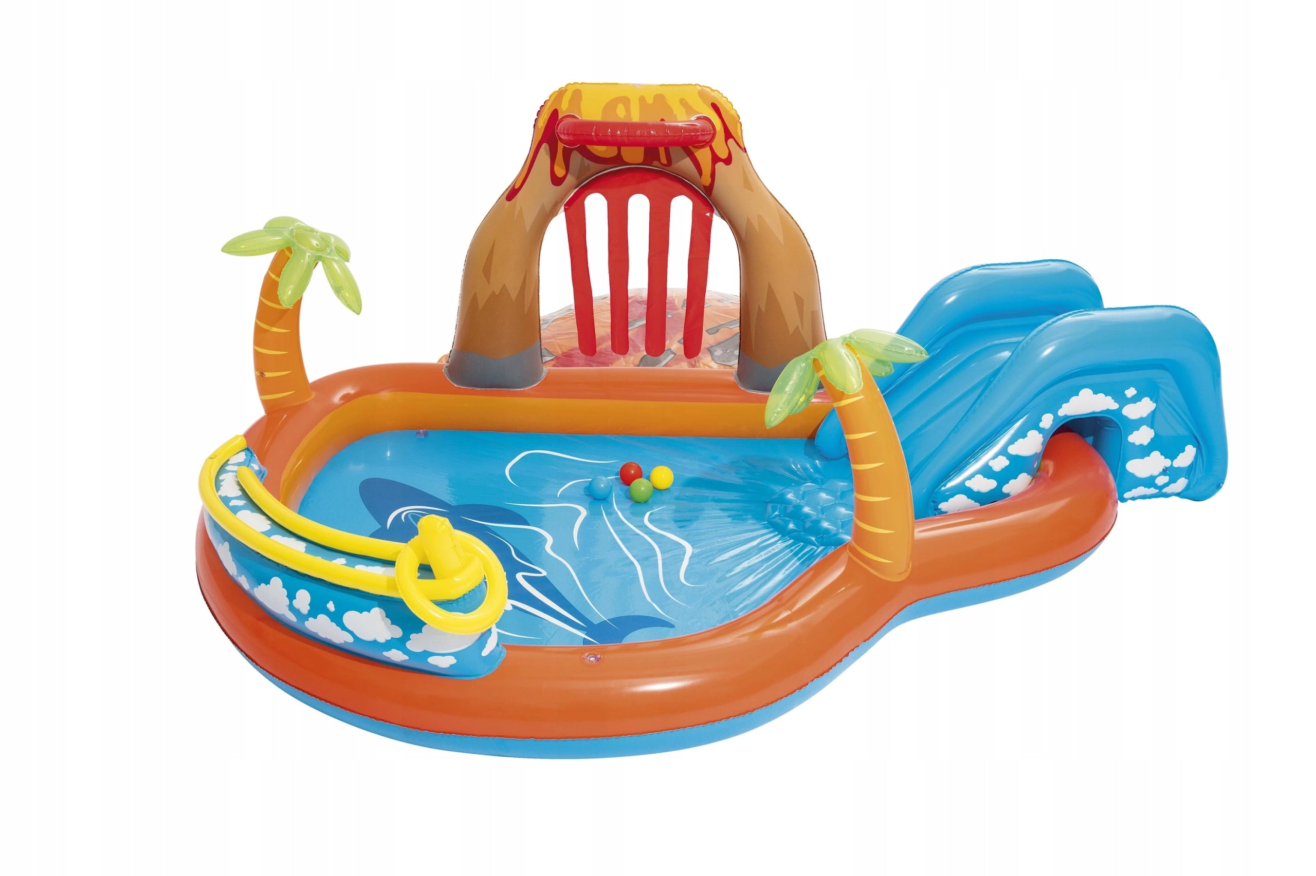 Bestway Inflatable Playground Lava Lagoon Swimming Pool with Slide 265x265x104 cm Length 265 cm
