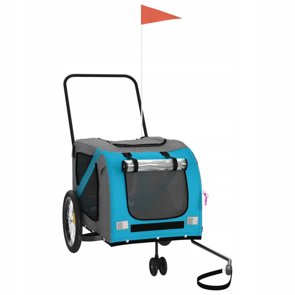 Bicycle trailer for pets, blue-grey, 134x68x72 cm, iron