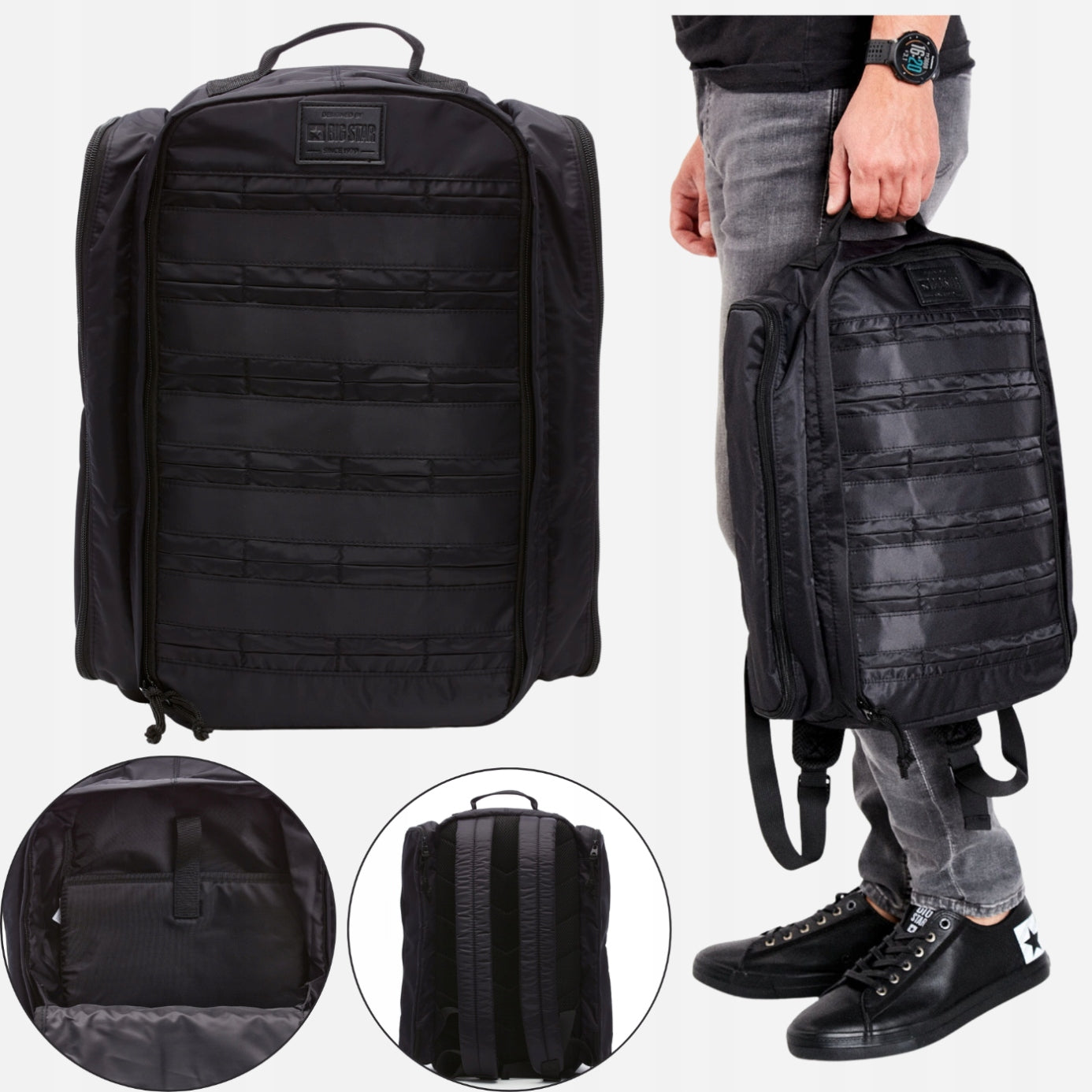 Big Star GG574176 men's backpack black | polyester, A4, 43×31×13 cm