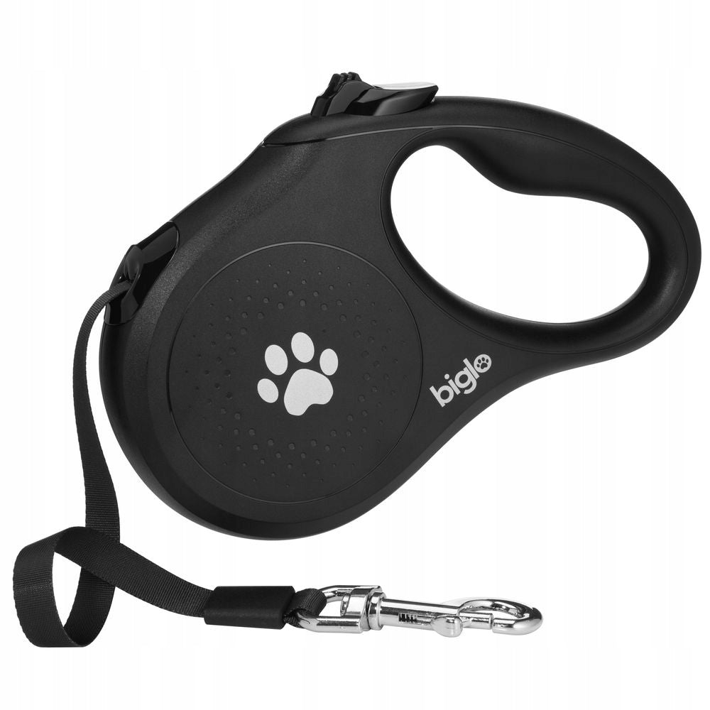 Biglo Standard Black Automatic Dog Leash, Tape 5m - S