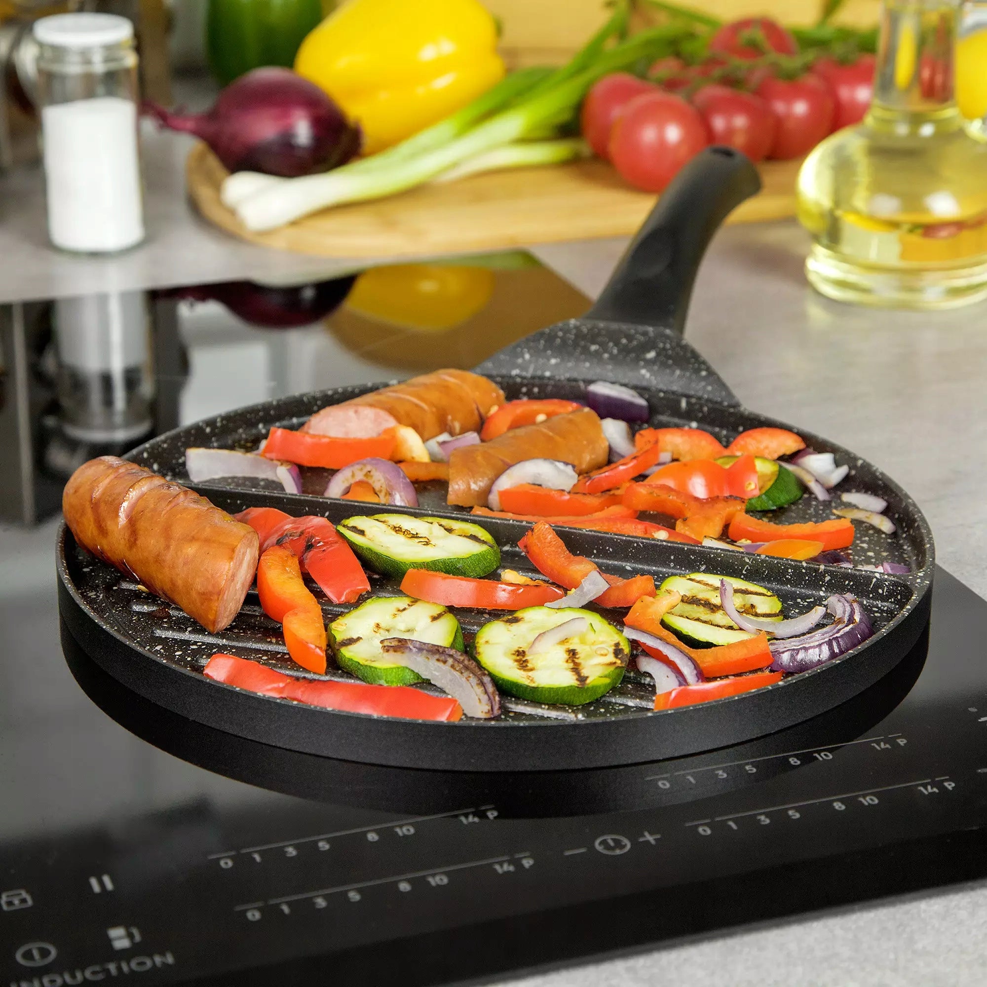 Bipartite frying pan, aluminium, black marble Ø27cm Kinghoff Brand Kinghoff
