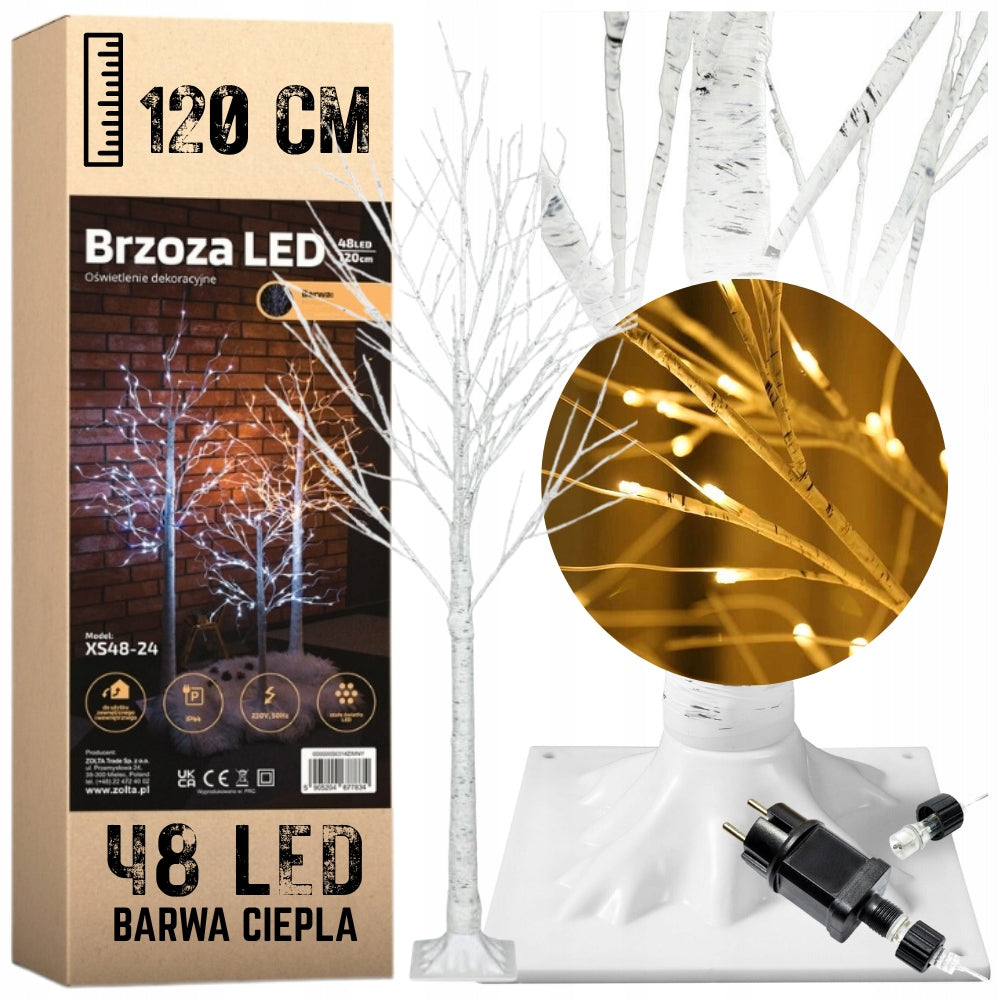 Birch led 120cm 48led warm Christmas tree decoration Christmas