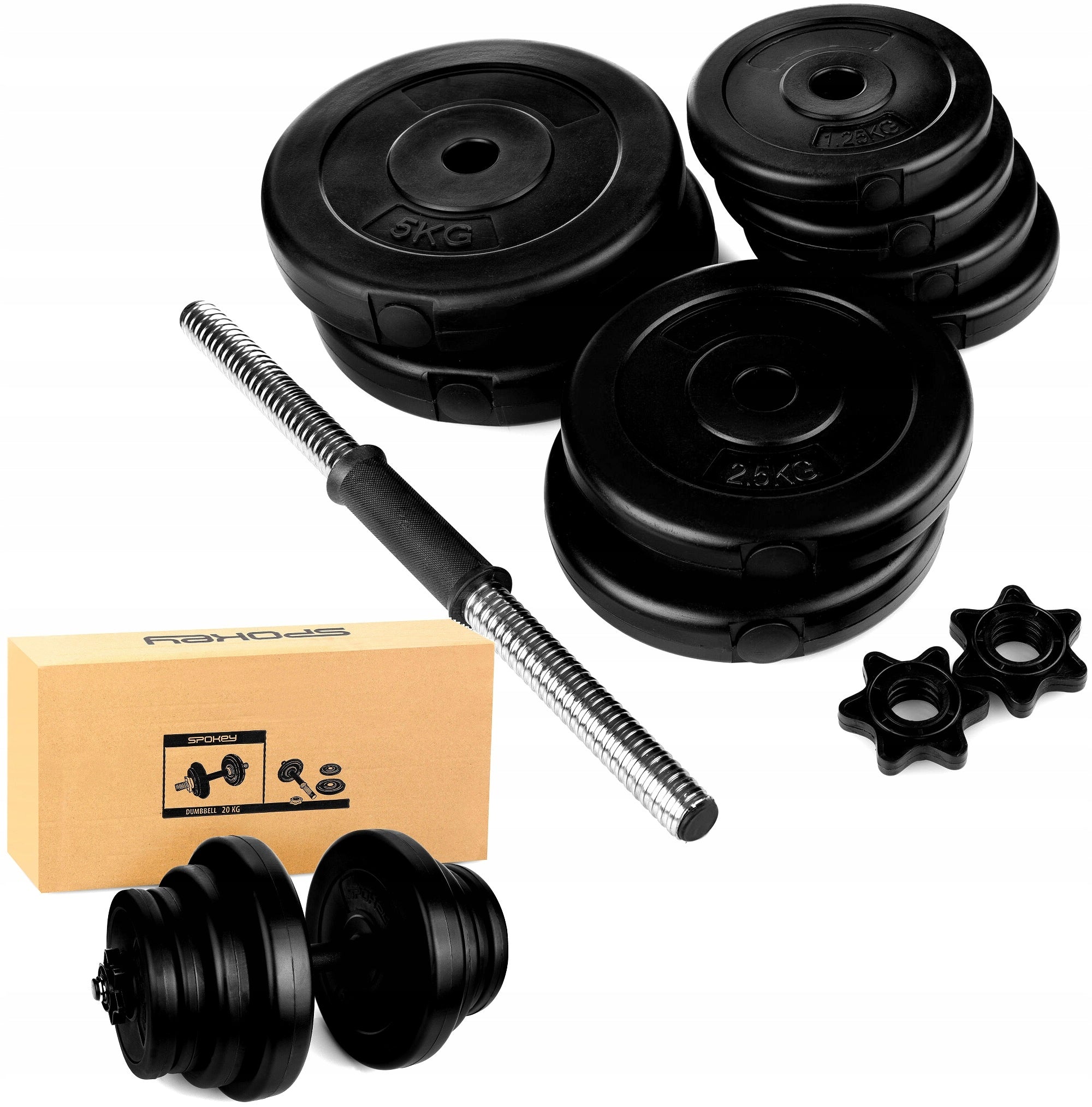 Bitumen Dumbbell Adjustable SPOKEY Training Exercise Set 20kg Strong
