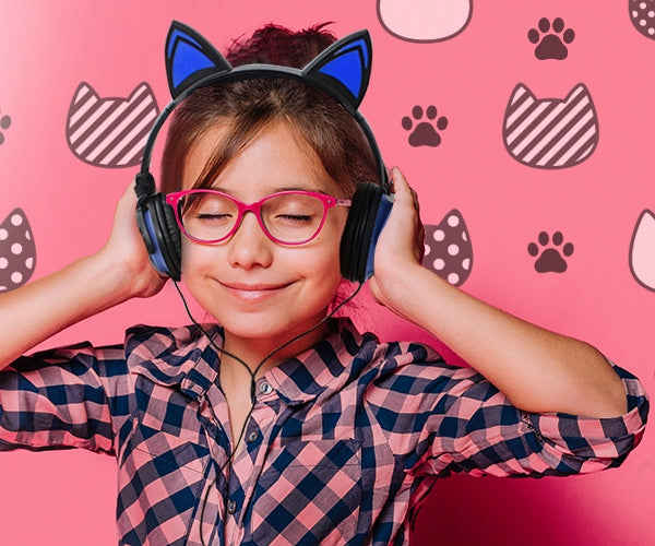 Black Baby HEADPHONES CAT EARS LED GLOWING Wired AUX 3.5mm Model other