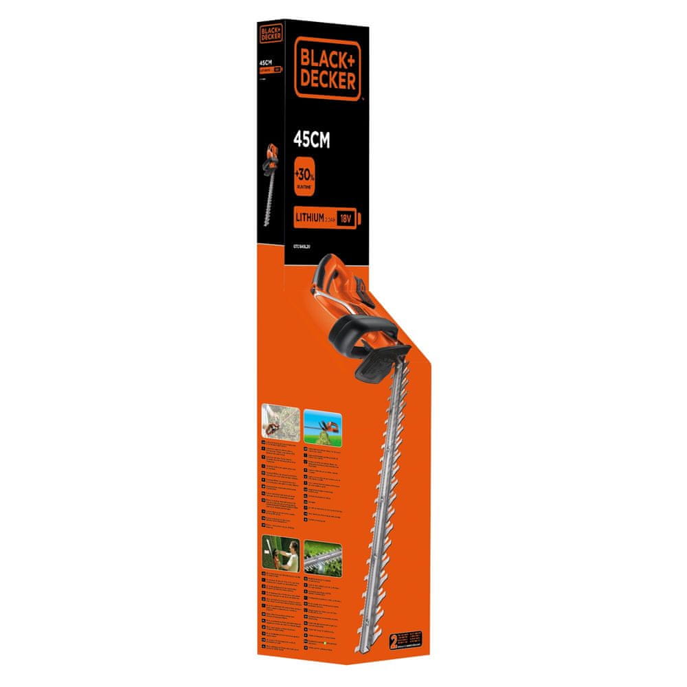 Black Decker Hedge Trimmer GTC1845L20 18V 45cm 2Ah charge Maximum cut branch thickness 18 mm