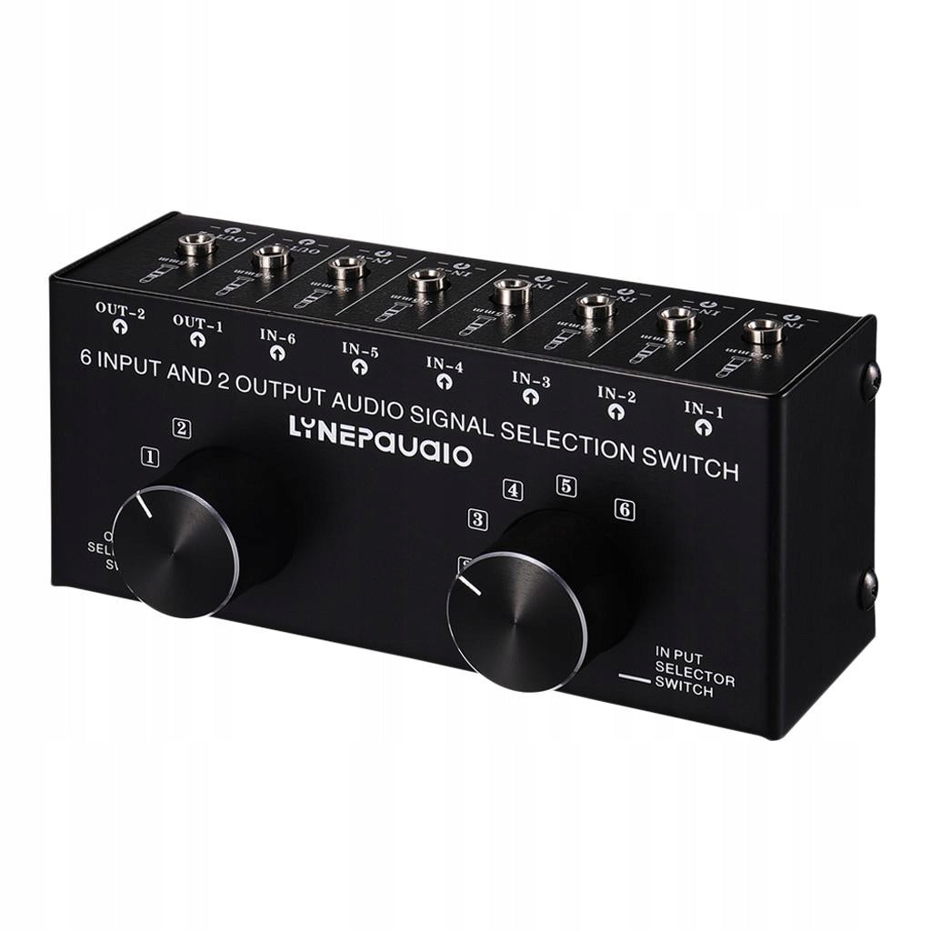 Black Durable 6 Inputs 2 Output Audio Signal Selection Switch