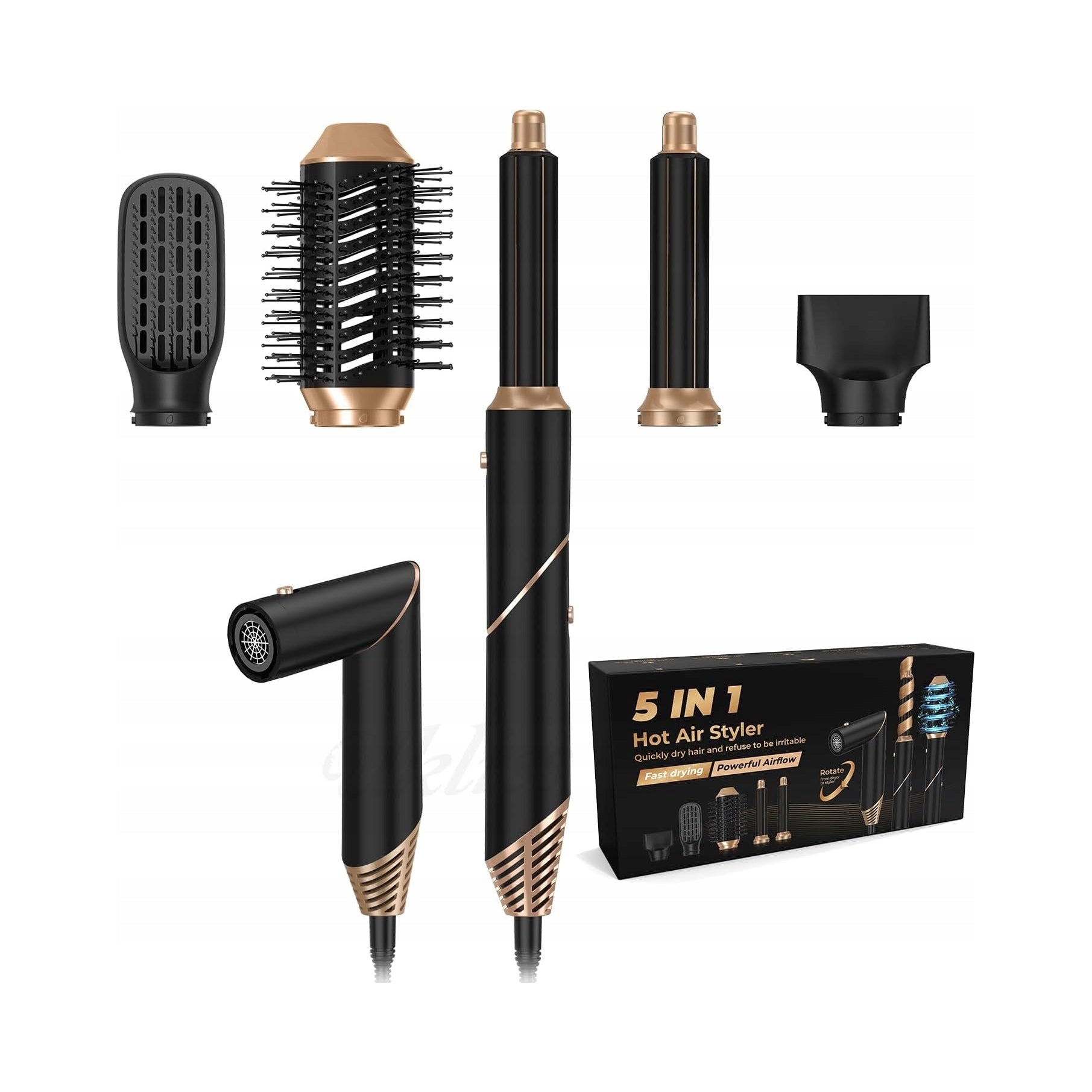 Black Hair Styling Kit Overlays 5 in 1 Air Styler 1000 W