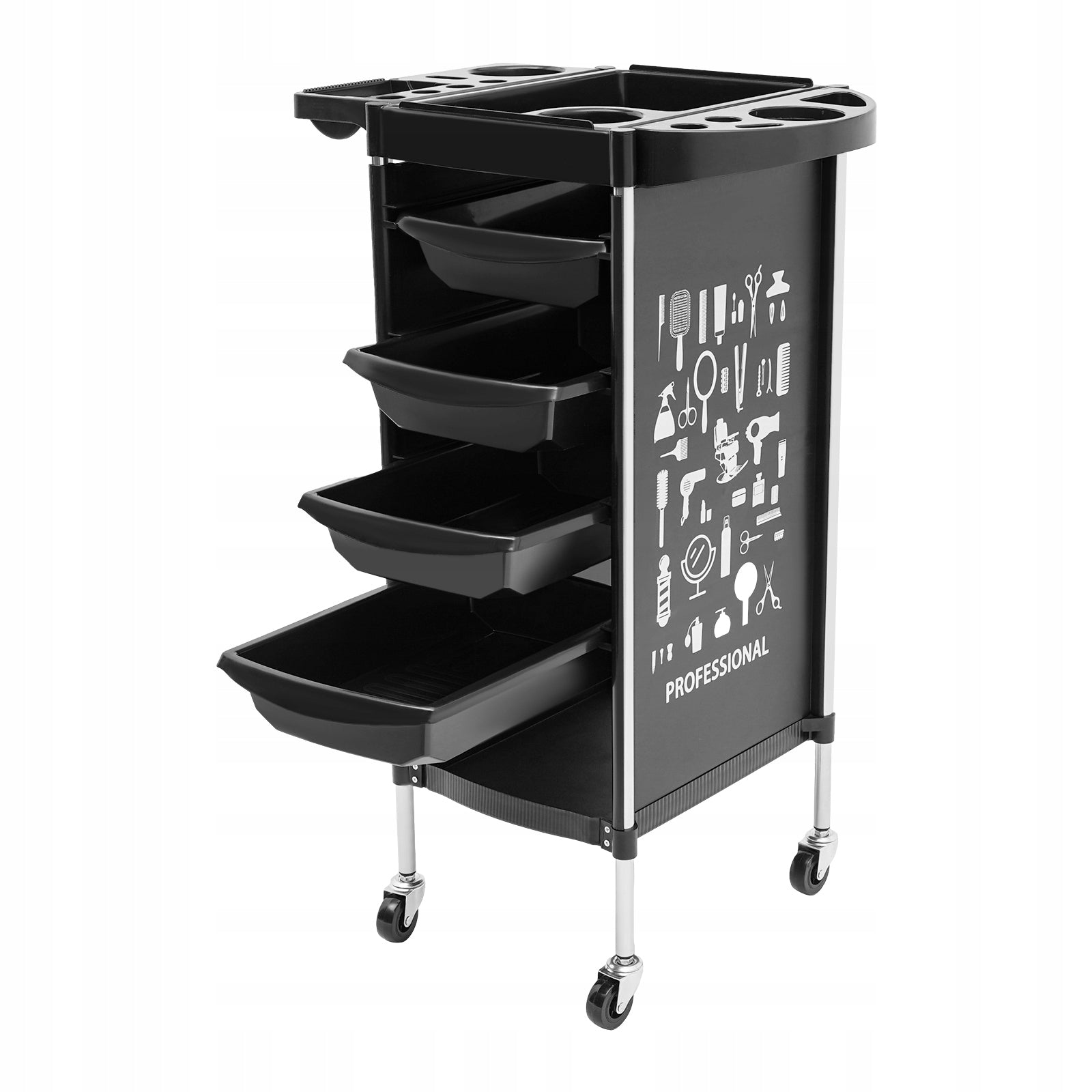 Black Hairdresser Cart with Four Drawers