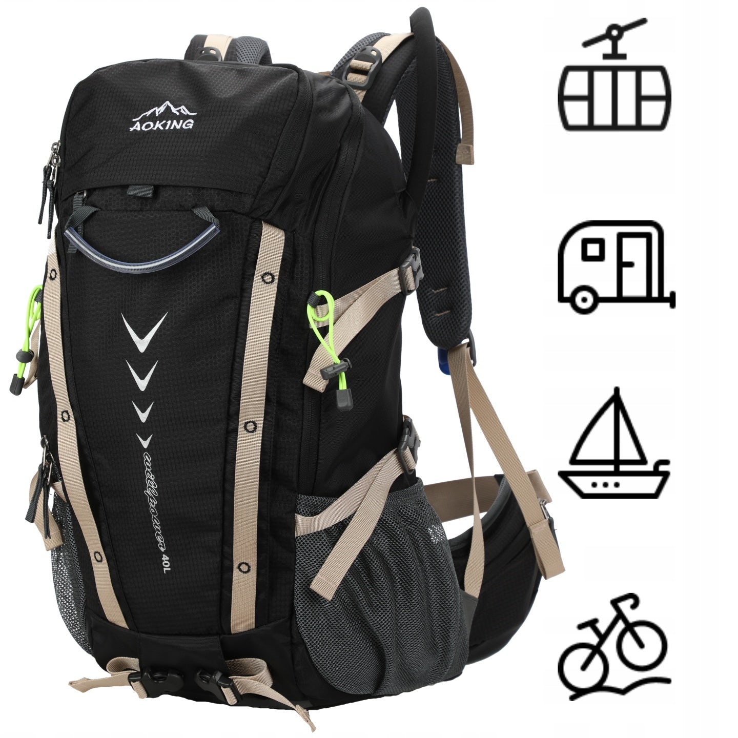 Black Hiking Backpack Trekking 35L In Municipal Mountains AOKING Manufacturer code plecak trekkingowy YJN79807H2OBlack