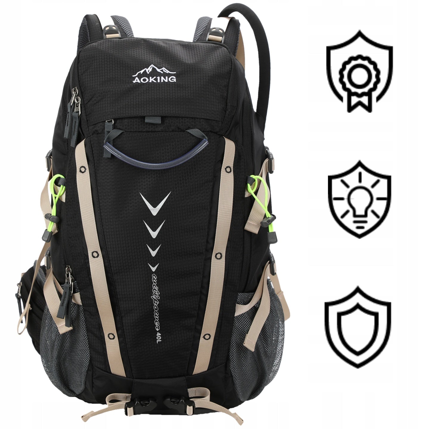 Black Hiking Backpack Trekking 35L In Municipal Mountains AOKING Packaging status original