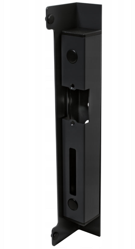 Black RAL 9005 L350 electric strike cassette for gates, fences and doors