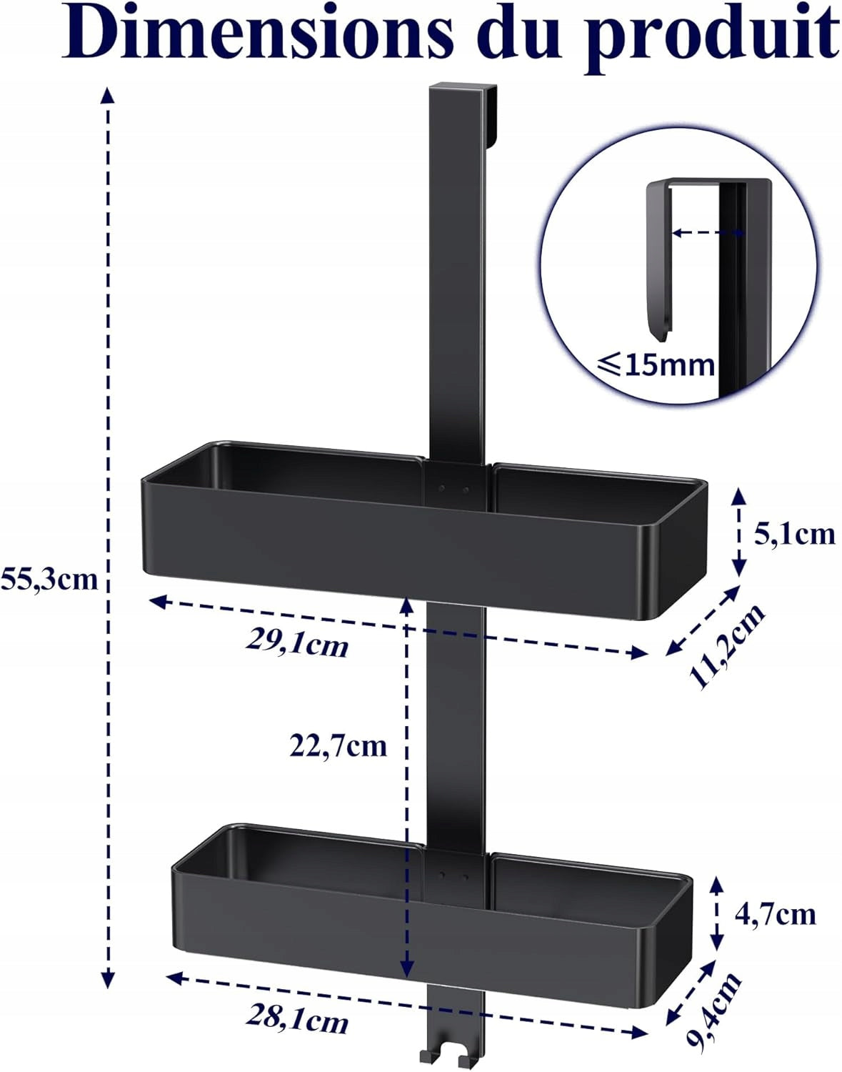 Black Shower Shelf with Hooks, Shower Organizer, for Window Brand no brand