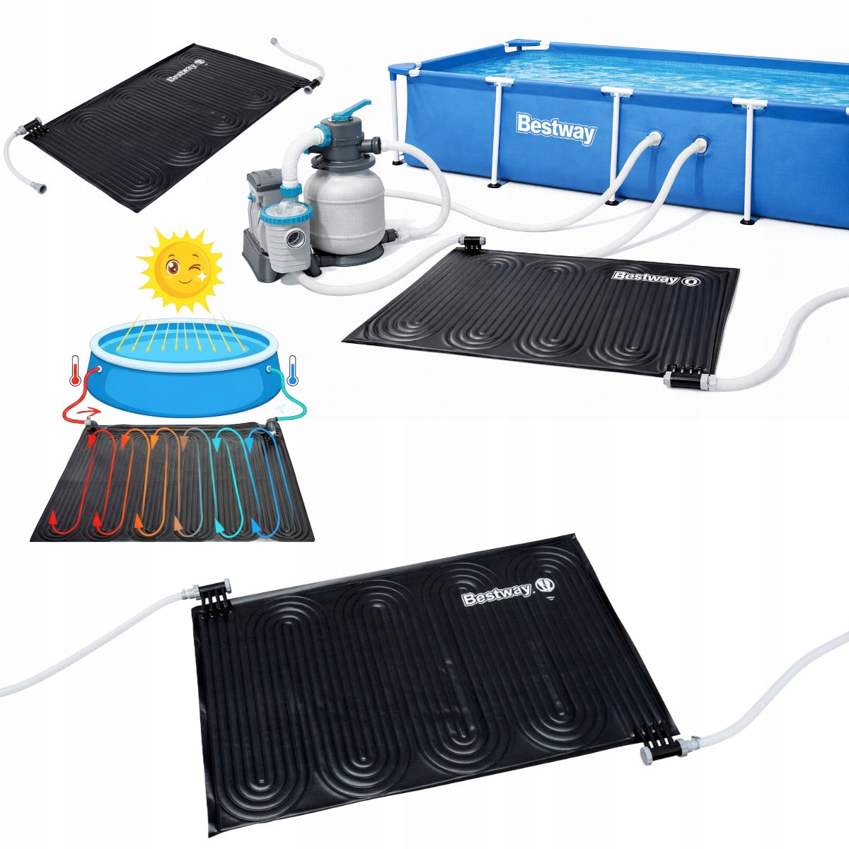 Black Solar Heating Mat for Garden Family Pool Panel Bestway Manufacturer code Idealna do modeli Intex Bestway Bestwej woda