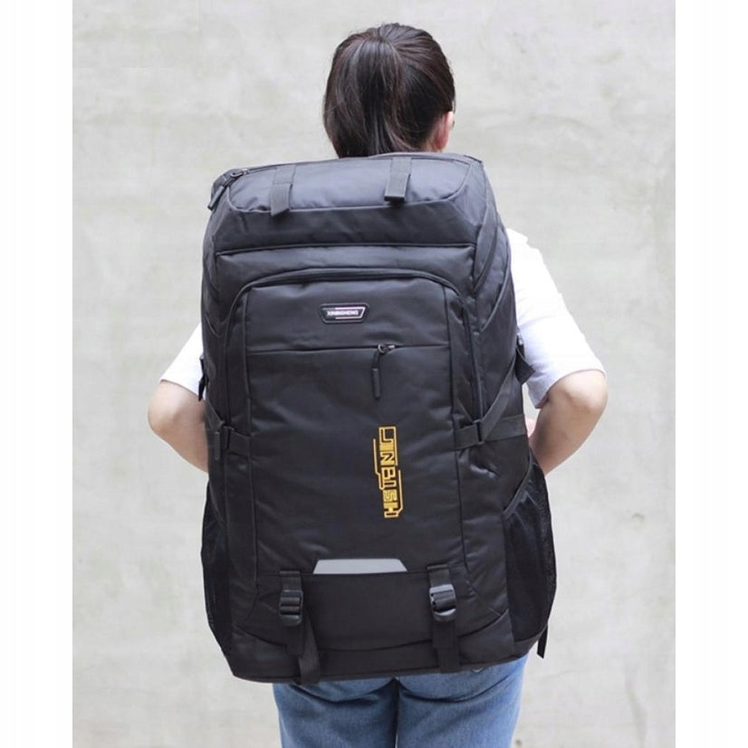 Black Sturdy Hiking Backpack Trekking 70L Hand Luggage Brand R70