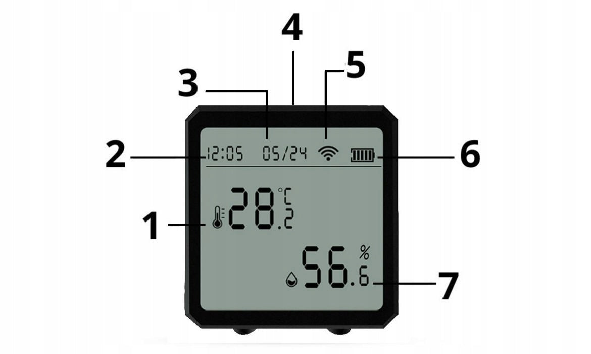Black Temperature and Humidity Sensor WIFI Black With Tuya LCD Screen Batteries included no