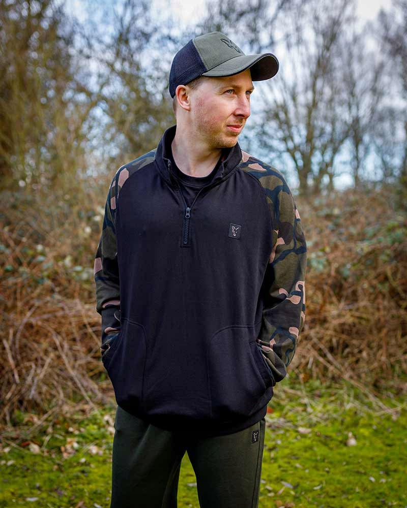Black/camo Qtr Zip Sweatshirt Size M Fox Color black