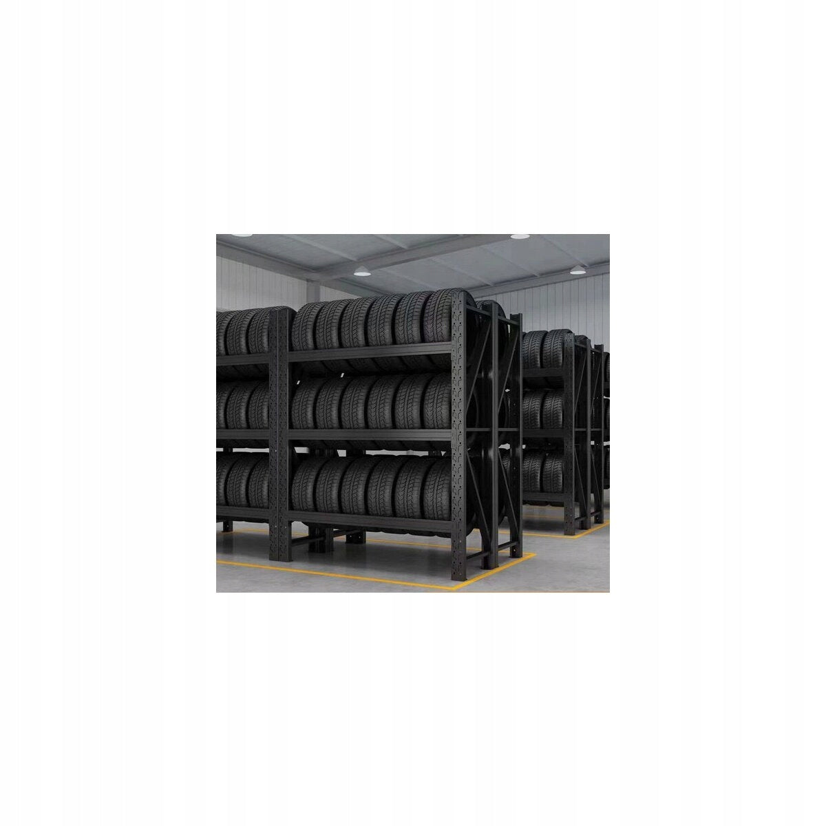 Black tire storage rack , 200x60x200cm, high strength 300 kg Manufacturer code MH-LR-R-200x60-300kg-Czarny
