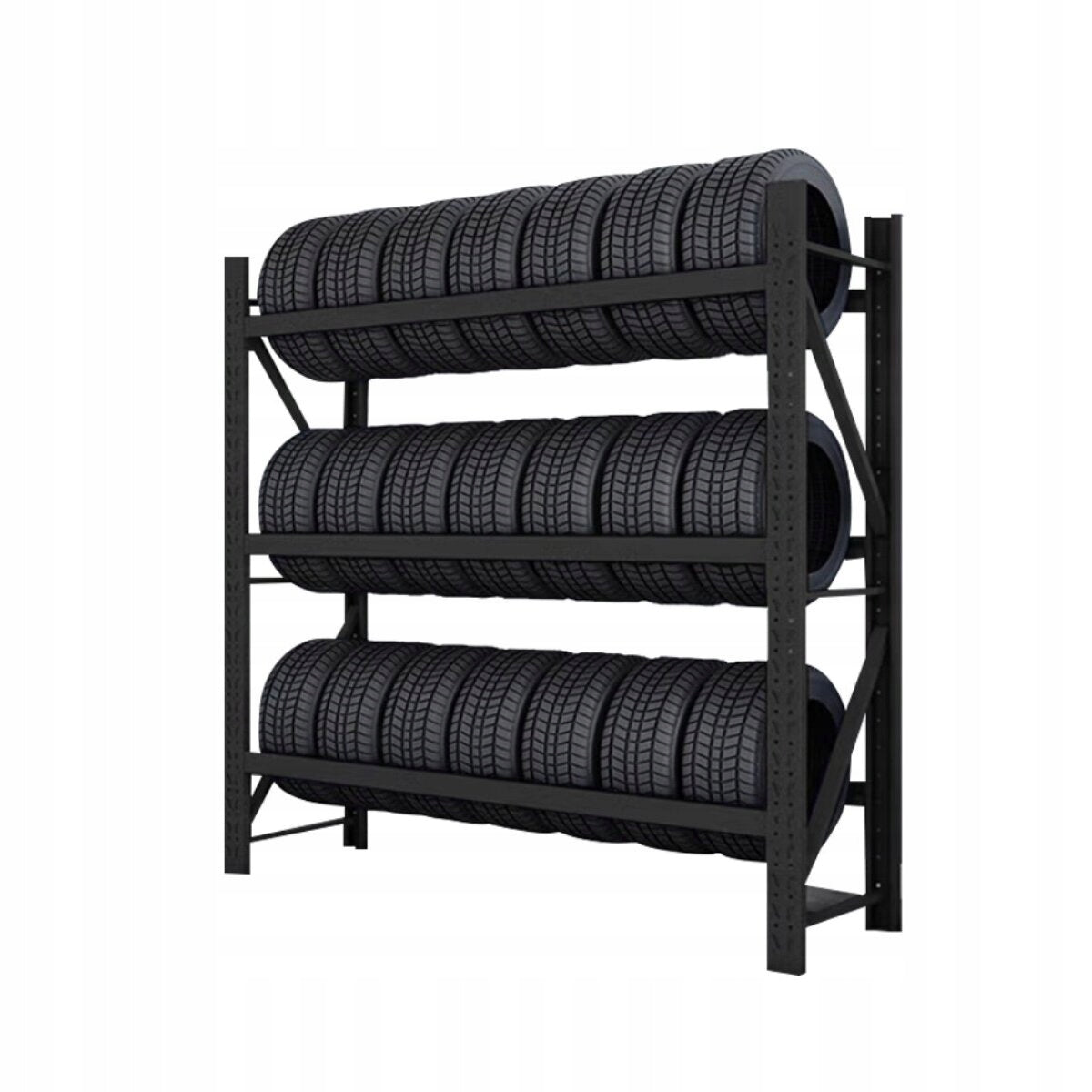 Black tire storage rack , 200x60x200cm, high strength 300 kg