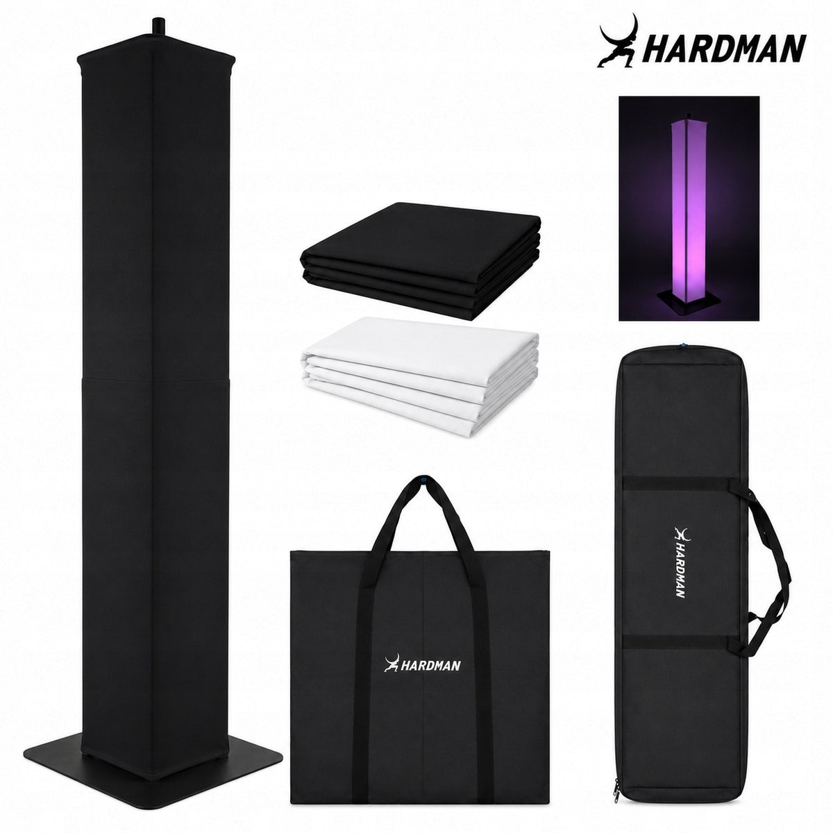 Black totem 100-175cm column light stand up to 60kg lycra bag