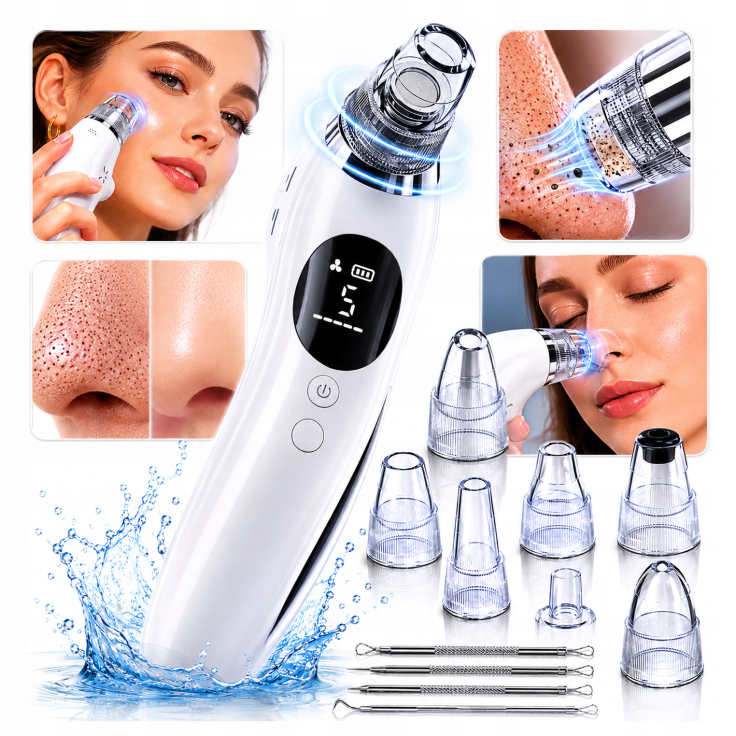 Blackhead Vacuum Cleaner Hydrabrasion Pore Cleaning 5 Tips USB LED