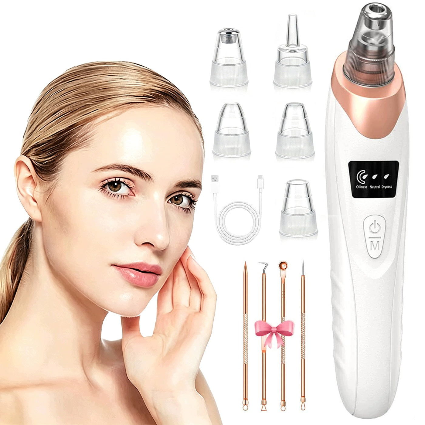 Blackhead Vacuum Cleaner Pore Cleaning 3 Modes 5 Heads For Every Skin