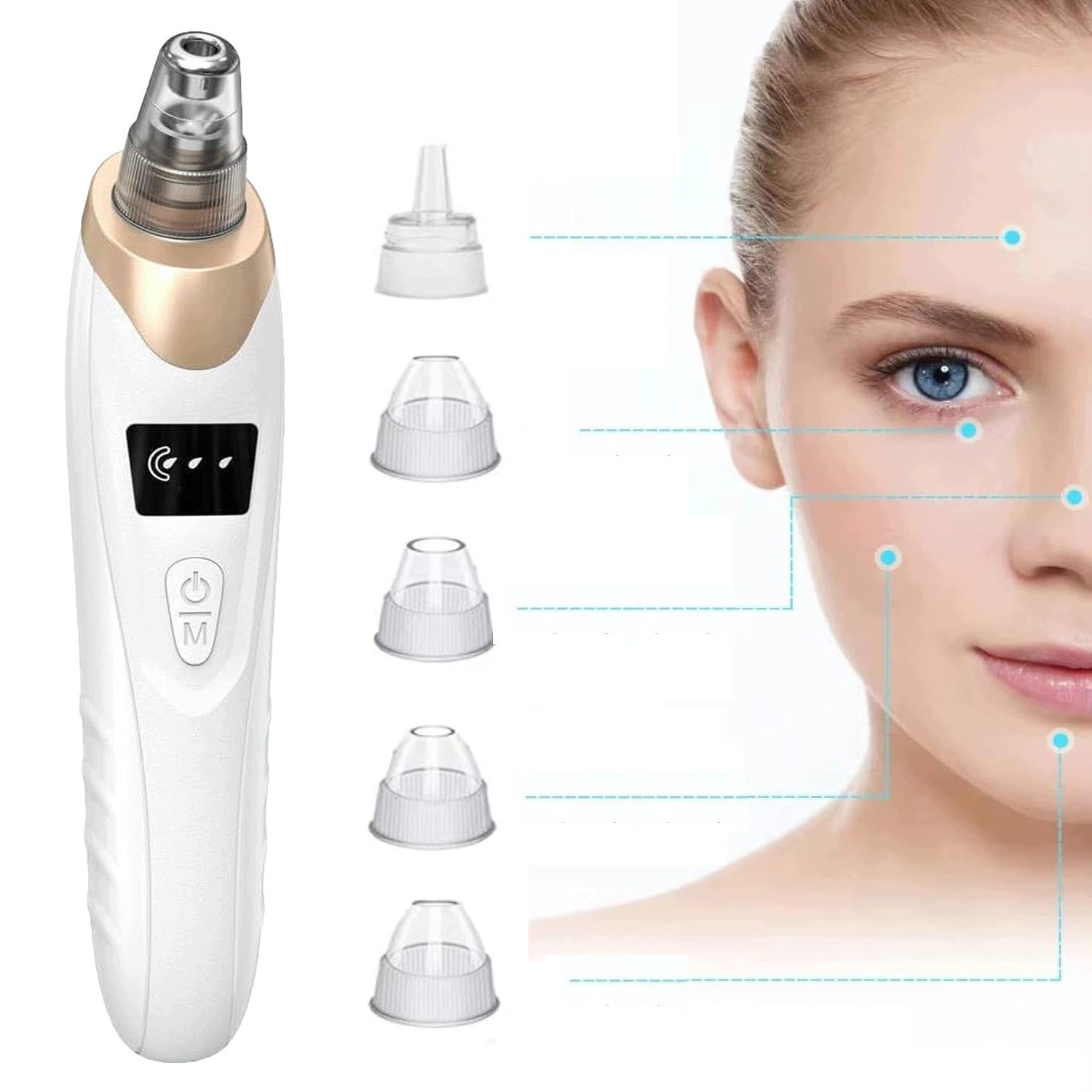 Blackhead Vacuum Cleaner Pores Face Care Nose Skin 3 Levels White Packaging status original