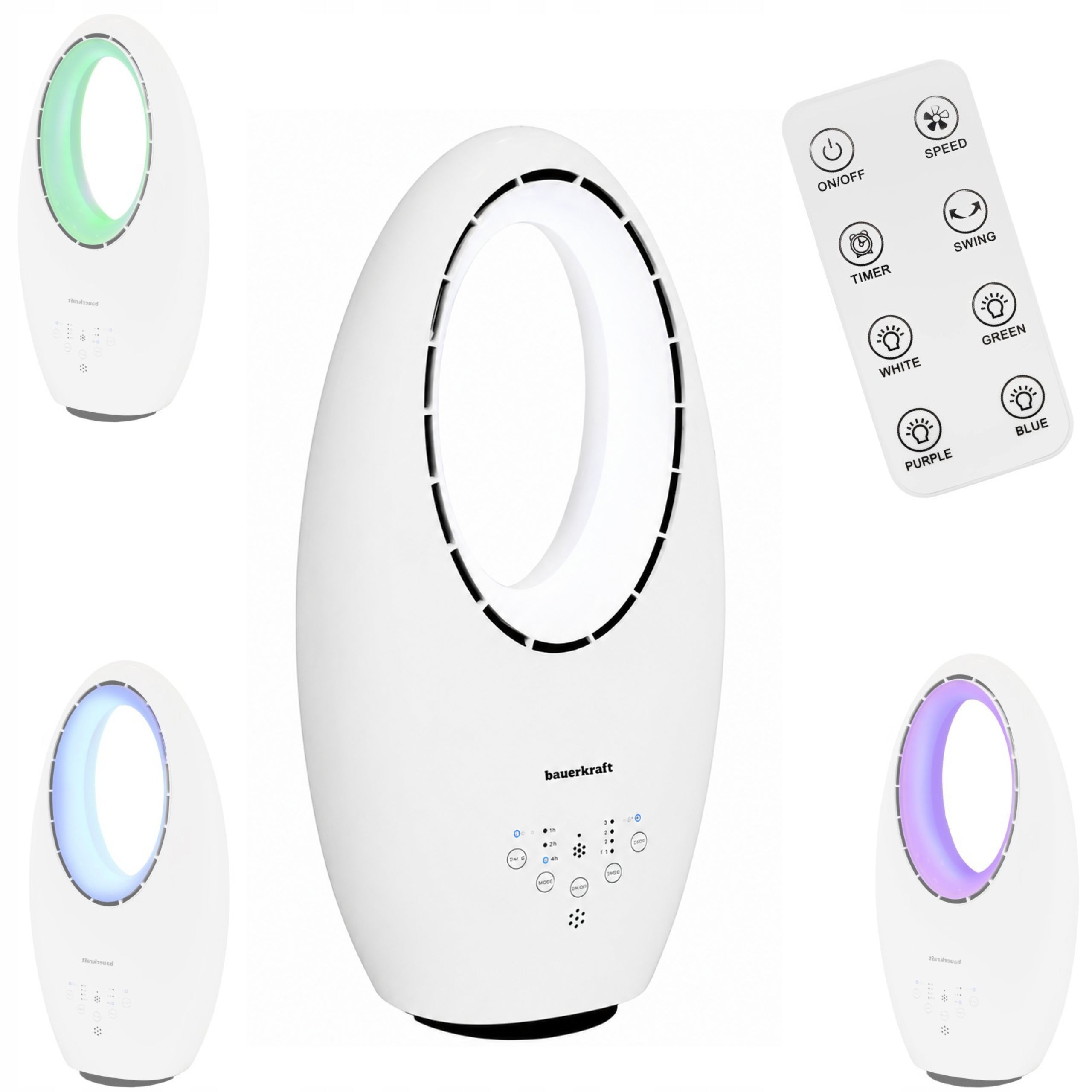 Bladeless Fan Column Windmill With Remote Control + LED Light 3 Modes