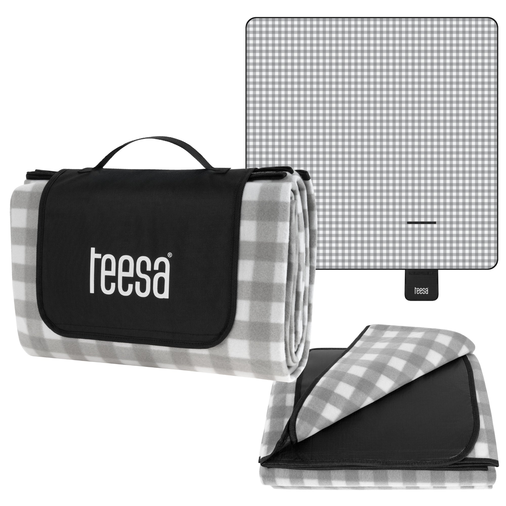Blanket picnic mat with insulation 200x200 cm TEESA - grey grating