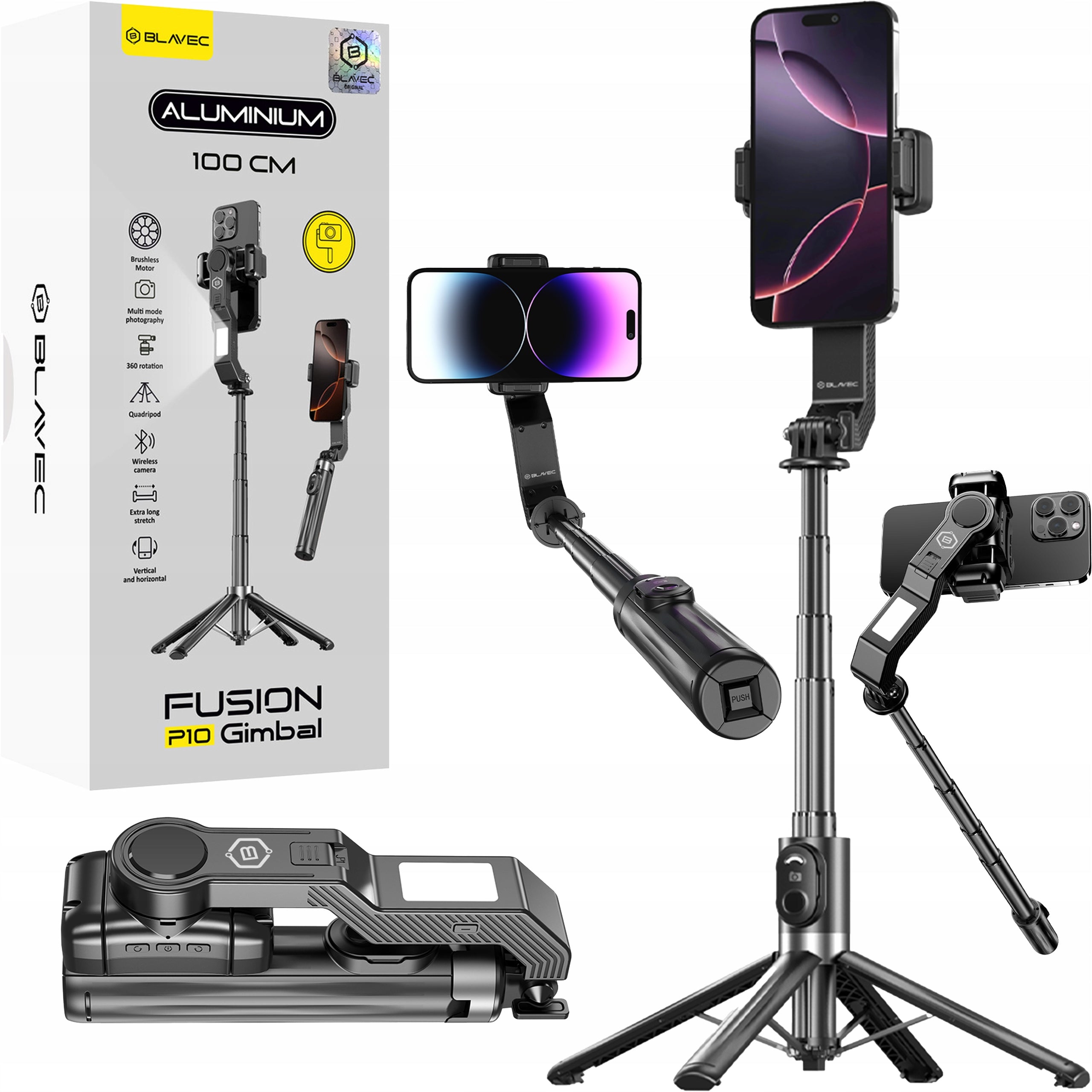Blavec Phone Tripod Gimbal Selfie Stick Phone Stick + Remote Control