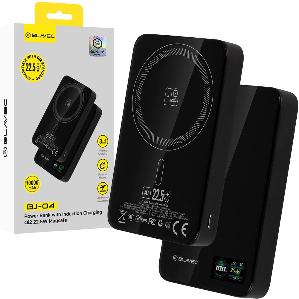 Blavec Power Bank 10000mAh Slim 22,5W Magnetic Induction Magsafe 3 in 1