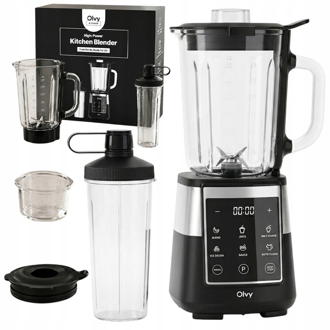 Blender Mikser Olvy Szklany 1000W 1,5L Auto-Clean Pulse Smoothie Z Kubkiem Packaging status original