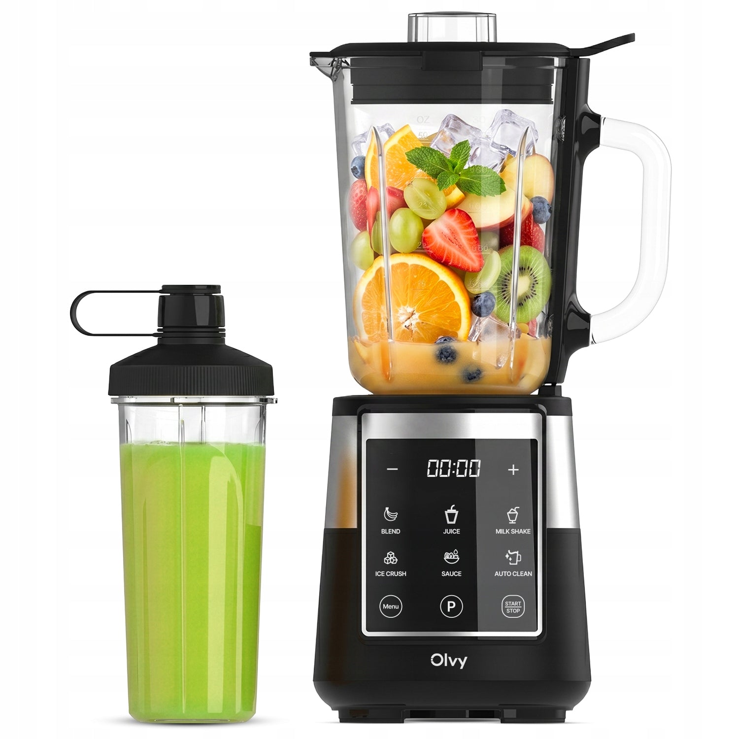 Blender Mikser Olvy Szklany 1000W 1,5L Auto-Clean Pulse Smoothie Z Kubkiem
