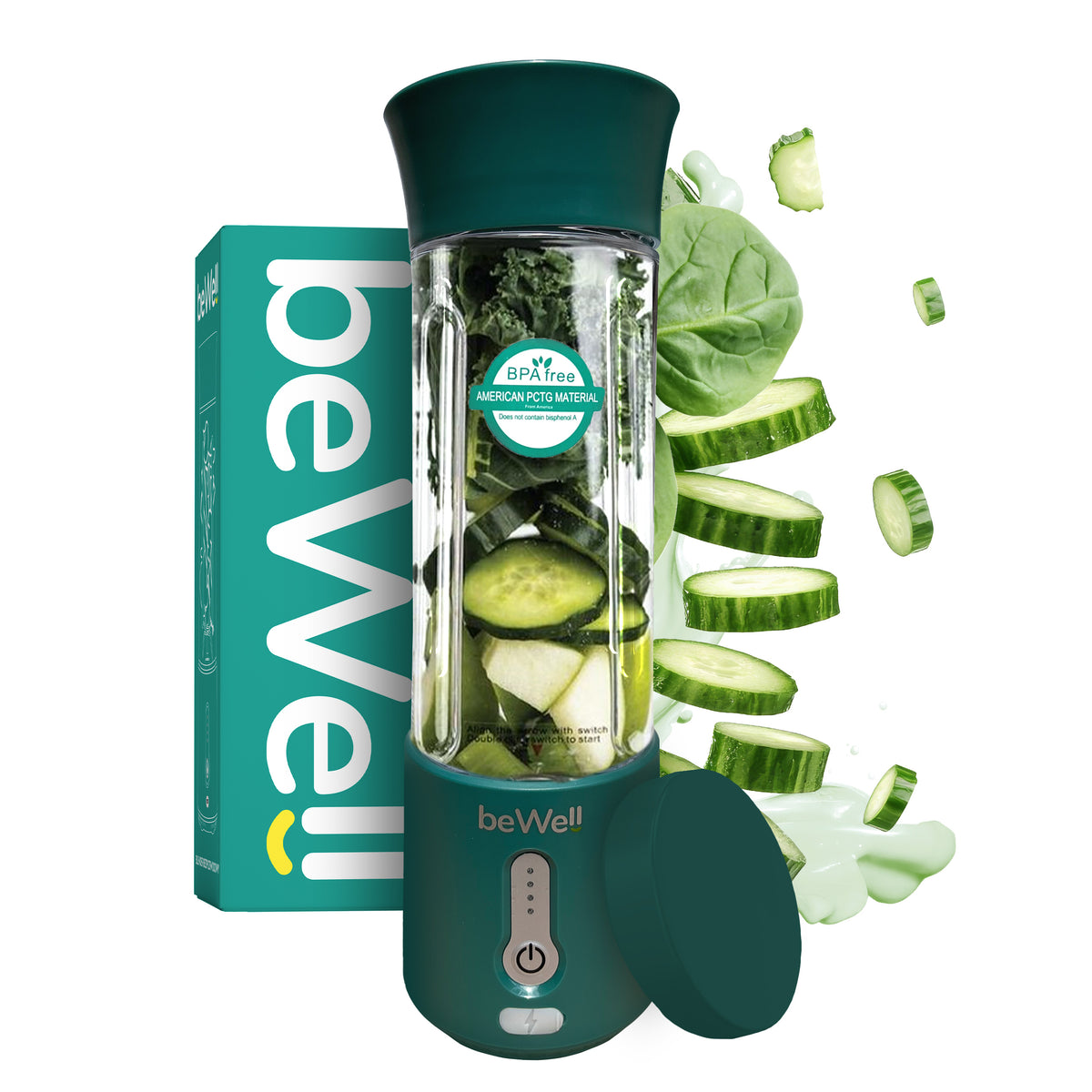 Blender Wireless Portable USB beWell 500ml Smoothie Shake Cocktails