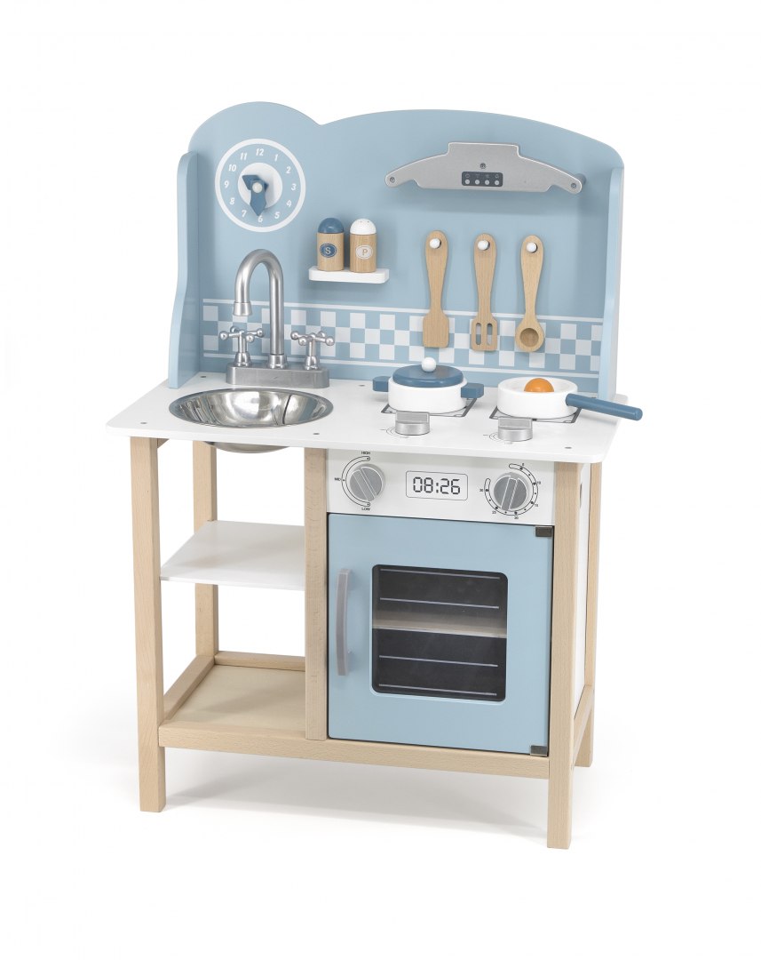 Blue Children's wooden kitchen with accessories Viga cooker Brand Viga