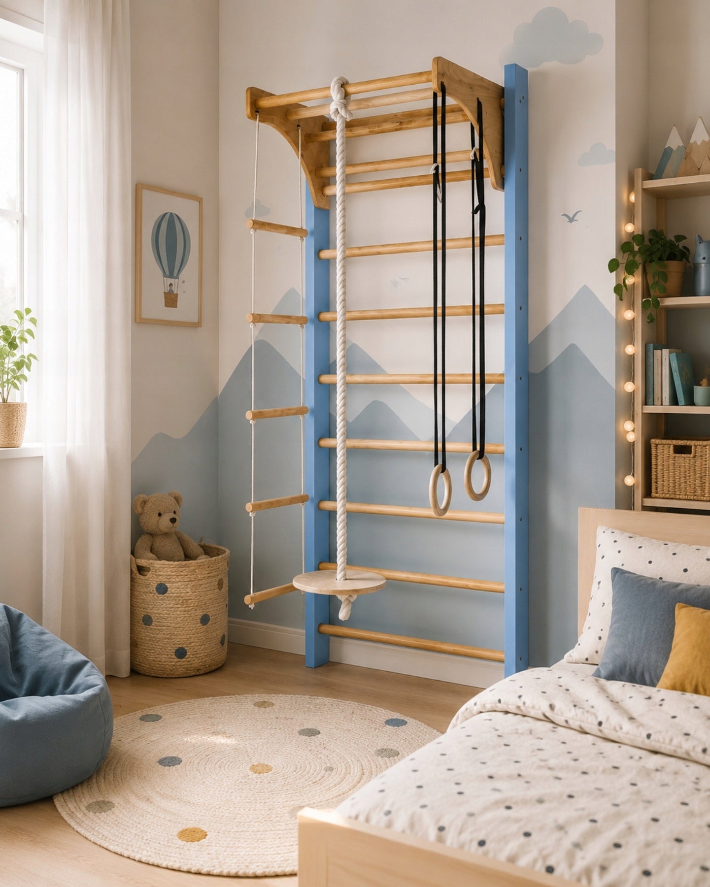 Blue Gymnastics Ladder for Kids 240 cm Swedish Bar for Room Manufacturer code PELLTECH-5905982860541