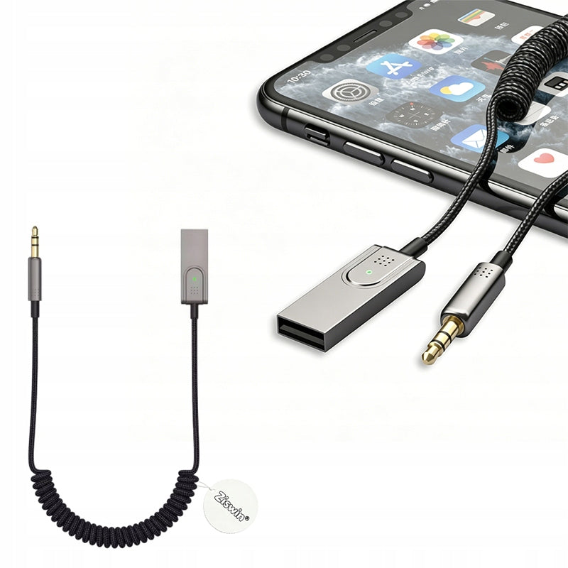 Bluetooth 5.3 Car AUX Jack Receiver 3.5mm With Microphone