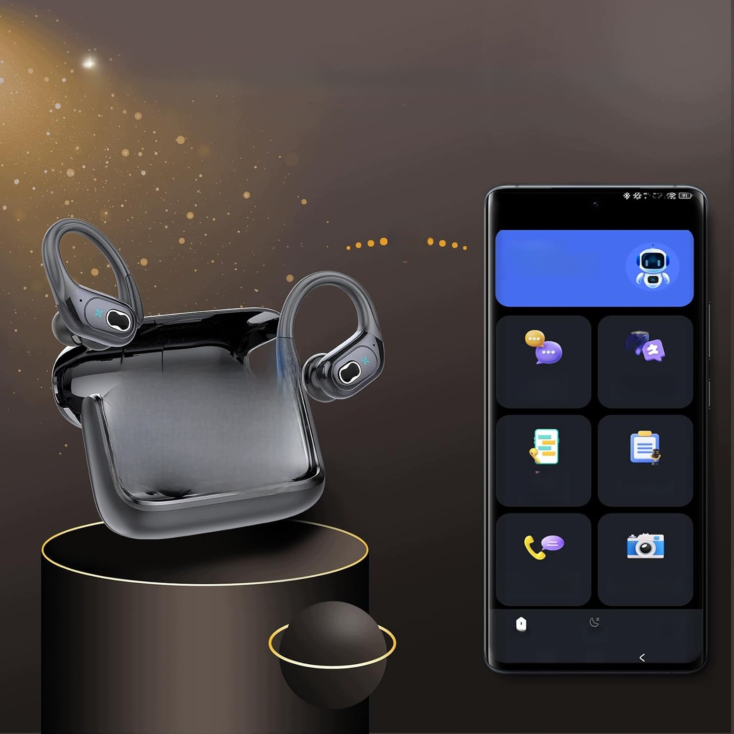 Bluetooth 5.4 Wireless In-Ear Headphones Live Translator 75h Black Packaging status original