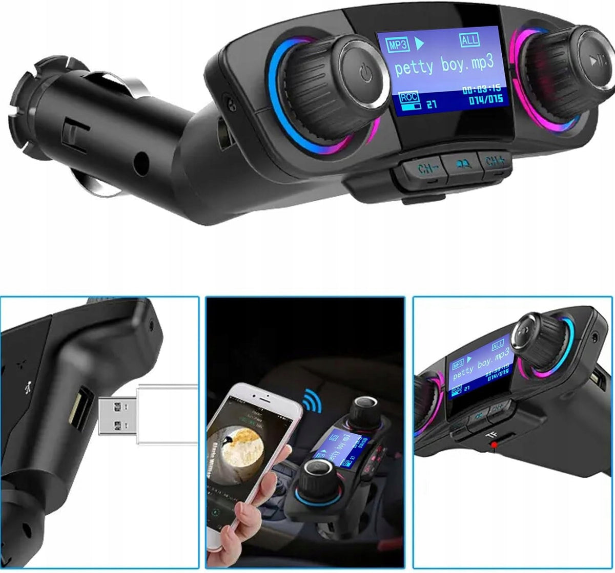 Bluetooth FM AUX Car Transmitter BT Car Charger USB Voltmeter Brand no brand