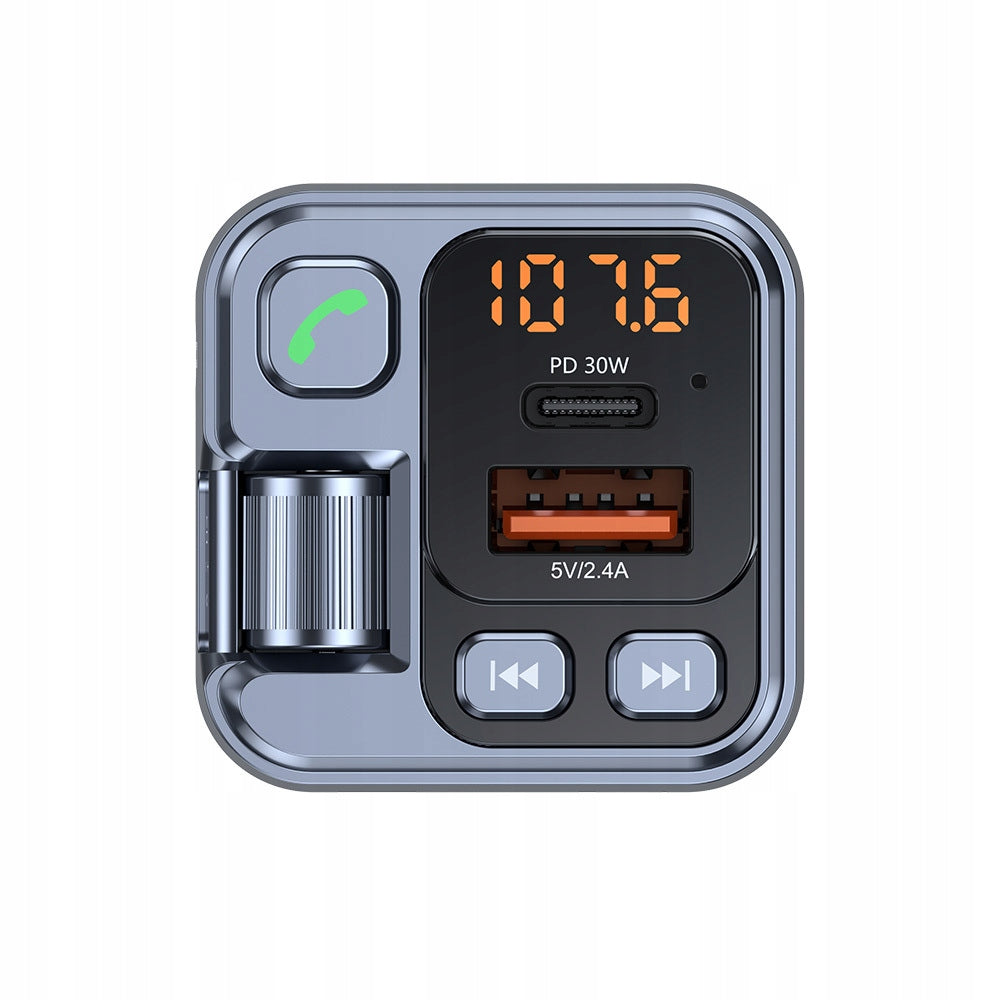 Bluetooth FM Transmitter Car MP3 AUX Charger USB-C PD 30W + USB-A Manufacturer code Blavec Transmiter Bluetooth z Ładowarką