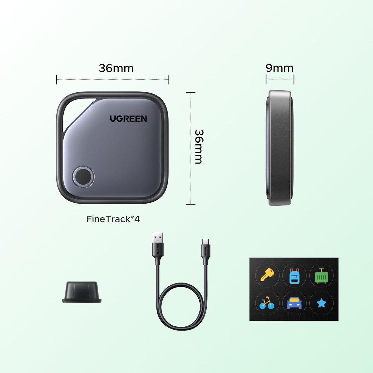 Bluetooth Locator Android UGREEN FineTrack G Tracker for Keys 4 Pieces Brand Ugreen