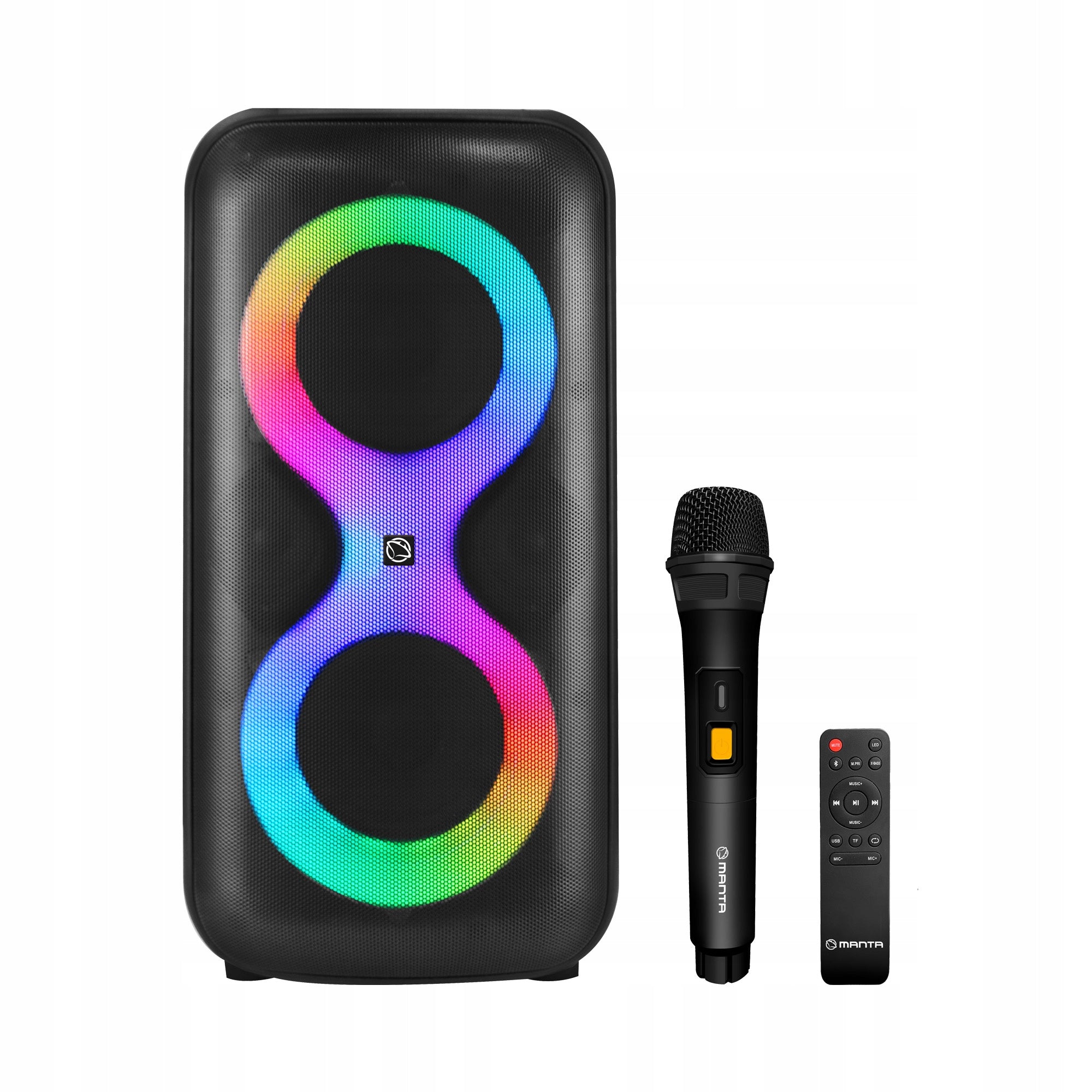 Bluetooth Speaker Portable Karaoke X-Bass 100W Manta ERIS Microphone Remote Control