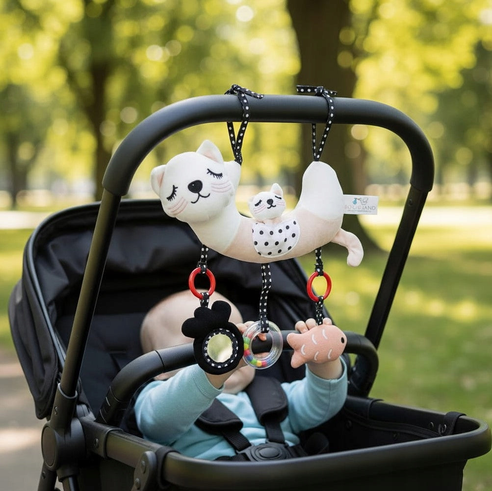 Bocioland plush sensory pendant for crib stroller Kitten 1 piece Brand Bocioland