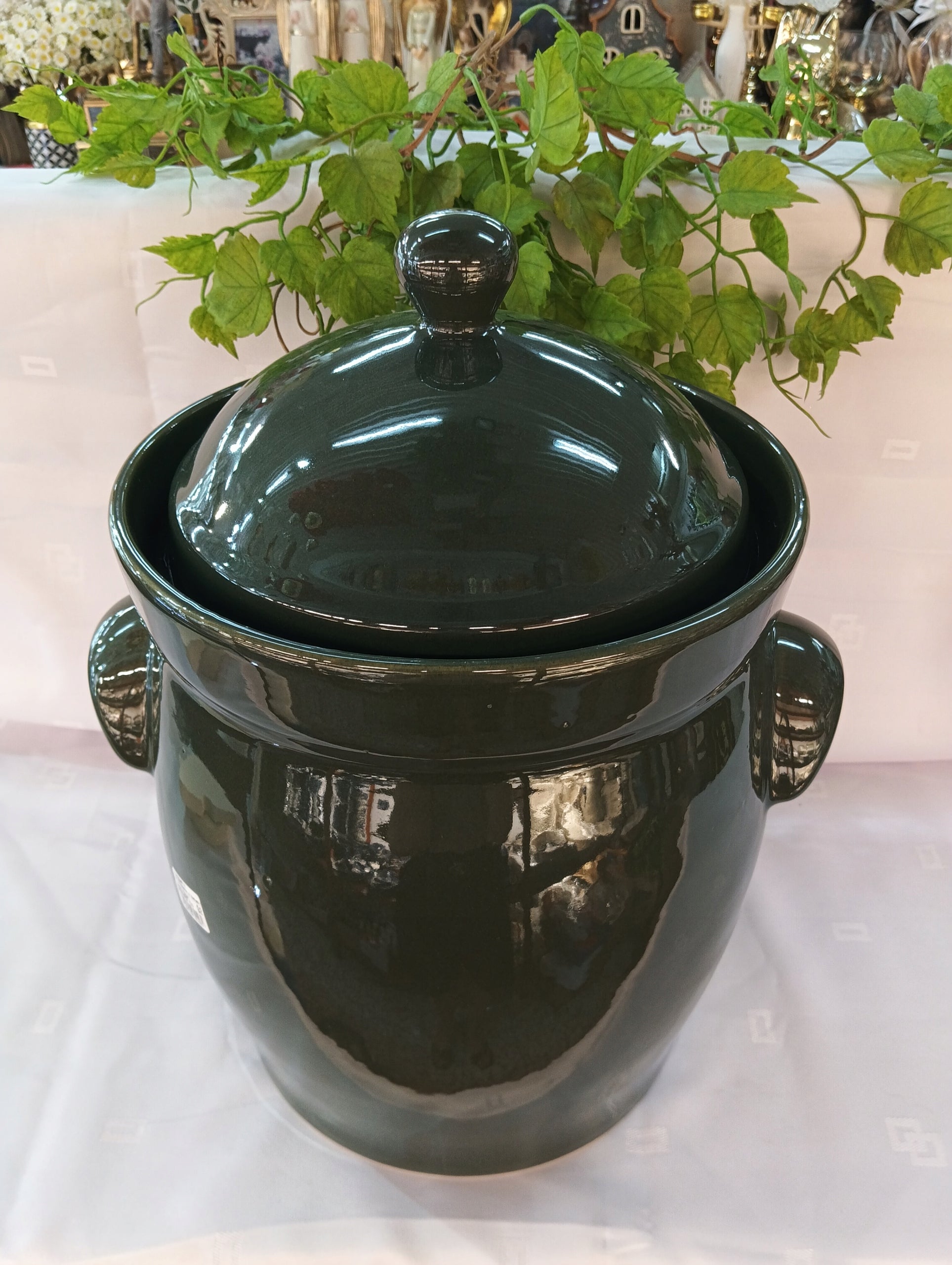 Bolesławiec hermetic pot with lid green 15 l 1915